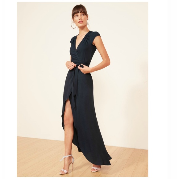 reformation navy blue dress